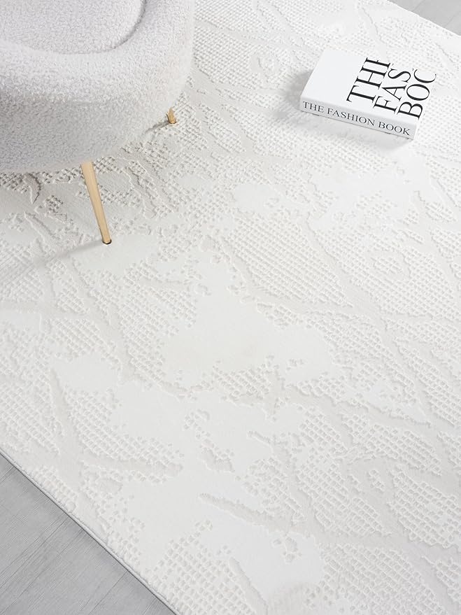 Adel Modern Area Rug for Living Room, 6x9 Rustic Distressed Abstract Cream Neutral Rug, Medium Pile Stain Resistant Carpet for Bedroom, Dining Room or Kitchen (6' x 9', Cream)