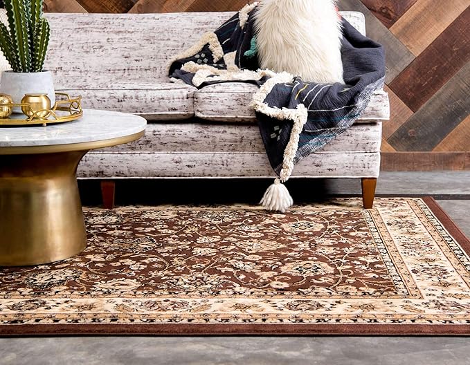 Unique Loom Sialk Hill Collection Area Rug - Washington (7' 1" x 10' Rectangle Brown/Black)
