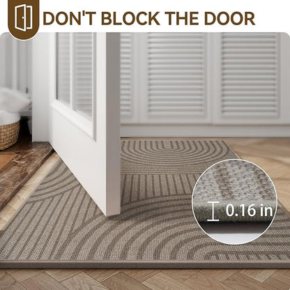 Front Door Mat 31''x47'', Absorbent Muddy Dirt Resist Washable Non Slip Low-Profile Indoor Doormat, Easy Clean Welcome Entryway Door Mats, Brown