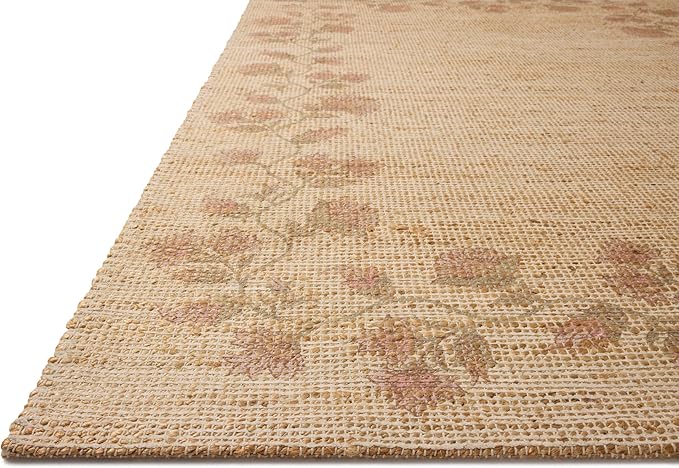 Loloi Chris Loves Julia Rue Collection RUE-05 Natural/Multi 9'-3" x 13' Area Rug Jute Neutral Floral Living Room Bedroom Rug
