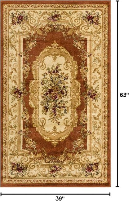 Rugs.com Chateau Collection Rug – 3' x 5' Brick Red Medium Rug Perfect for Entryways, Kitchens, Breakfast Nooks, Accent Pieces