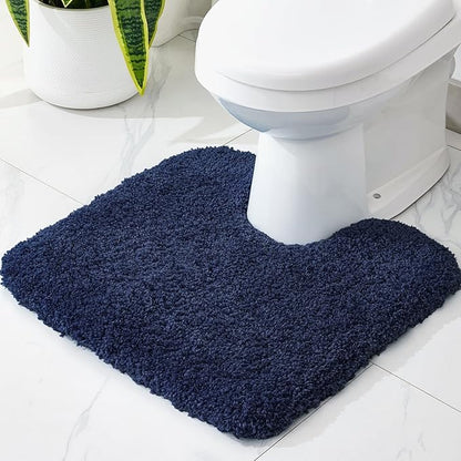 Toilet Rug 22x24 Navy Non Slip Fluffy Toilet Floor Mat U Shaped Washable Bathroom Contour Rug for Toilet Absorbent Thick Toilet Carpet