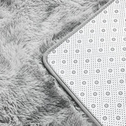 Large Shag Area Rugs 6 x 9, Tie-Dyed Plush Fuzzy Rug for Living Room, Ultra Soft Fluffy Furry Rugs for Bedroom, Indoor Carpet Nursery Rugs for Kids Room Home Decor, Light Grey
