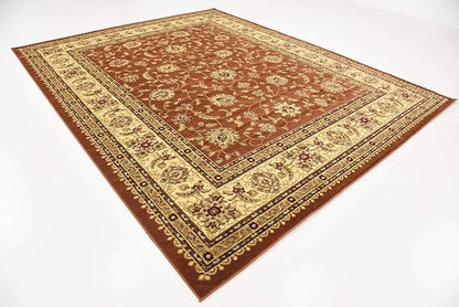 Unique Loom Voyage Collection Traditional Oriental Classic Intricate Design Area Rug (8' 0 x 10' 0 Rectangular, Terracotta/Ivory)