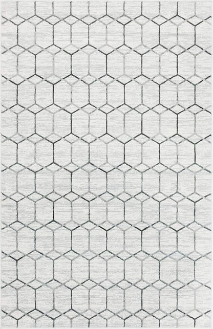 Rugs.com Lattice Trellis Collection Rug – 5' x 8' White Low-Pile Rug Perfect for Living Rooms, Large Dining Rooms, Open Floorplans