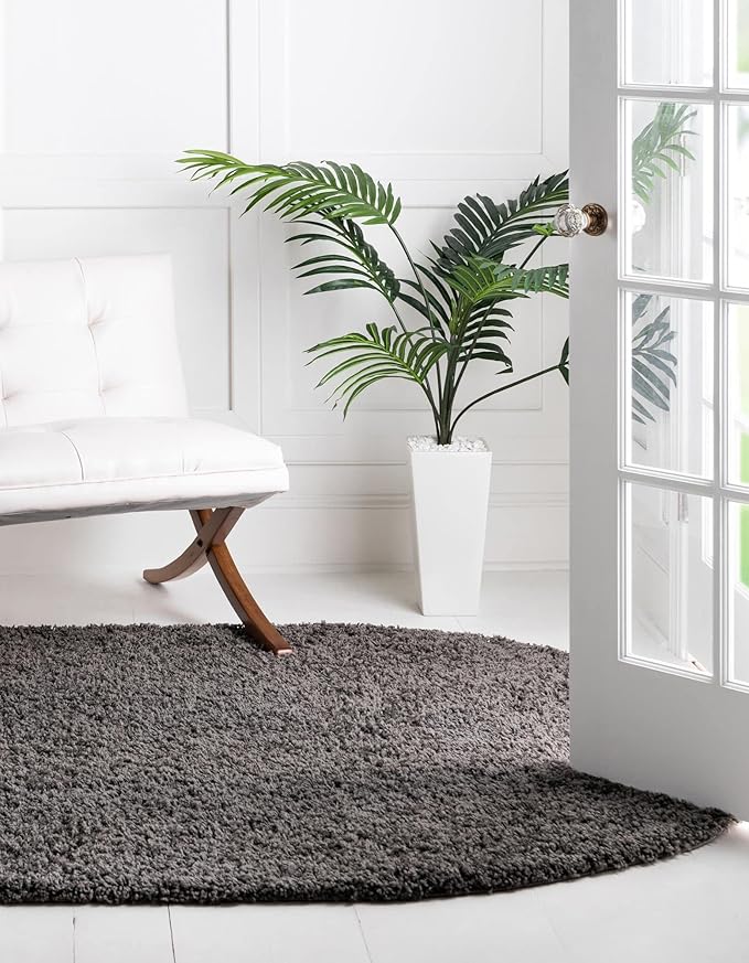Unique Loom Solid Shag Collection Area Rug (3' 3" x 5' 3" Oval, Graphite Gray)