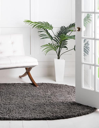 Unique Loom Solid Shag Collection Area Rug (3' 3" x 5' 3" Oval, Graphite Gray)