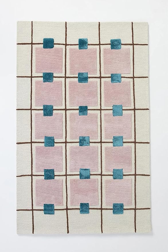 Greer Wool Area Rug - Chic Hand-Tufted Mauve, Blue, and Beige Design for Stylish Home Decor (5x7 Ft)