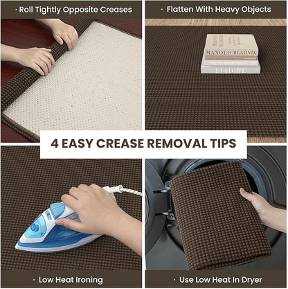 IOHOUZE Washable Area Rug 3x5 Non Slip Rubber Backed Woven Rugs for Entryway Rugs Indoor Outdoor Doormat Throw Rug Floor Carpet for Entrance Kitchen Front Door, Brown