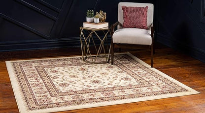 Unique Loom Voyage Collection Traditional Oriental Classic Area Rug (5' 0 x 5' 0 Square, Ivory/Gold)