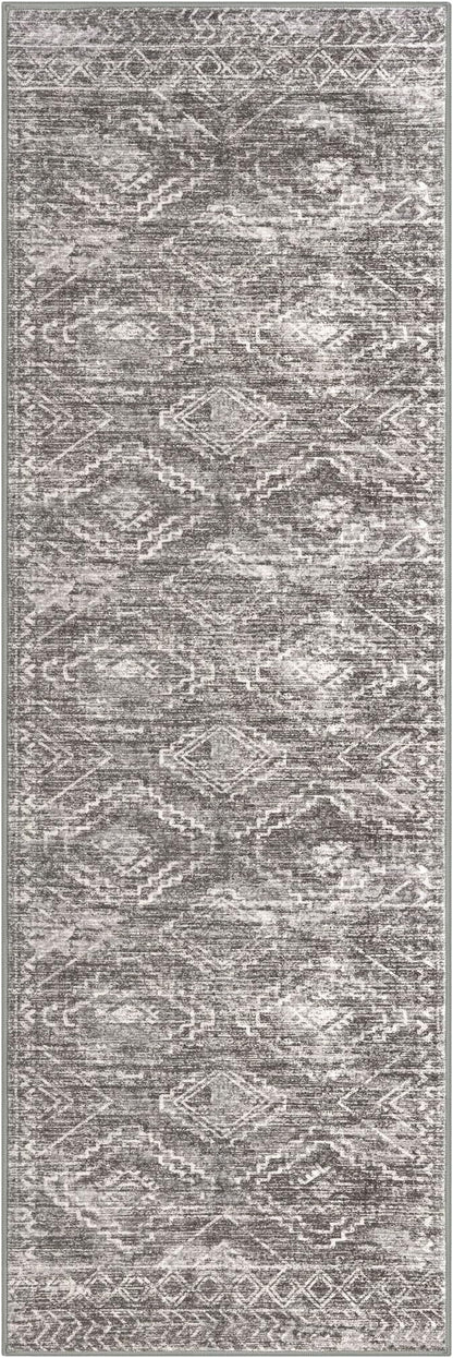 KILOCOCO Boho Kitchen Runner Rug 2x6 Washable Runner Rug, Soft Runners for Hallways Non Slip Printed Distressed Laundry Room Rug, Low-Pile Rug for Entryway/Bedroom/Living Room, Taupe