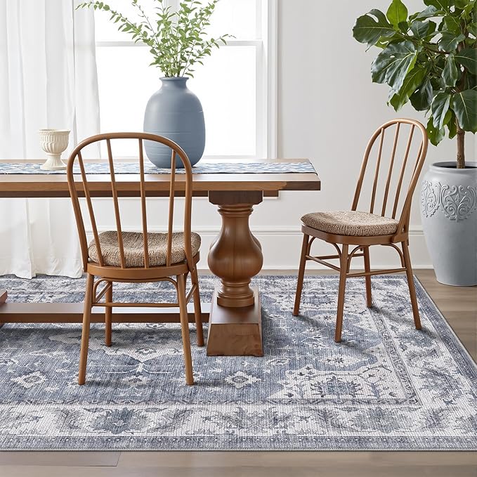 LUMI Washable Area Rug 8x12 for Living Room, Ultra Soft Stain Resistant Carpet with Non Slip Rubber Backing, Non-Shedding Low Pile Rugs for Bedroom, Dining Room, Indoor, Office