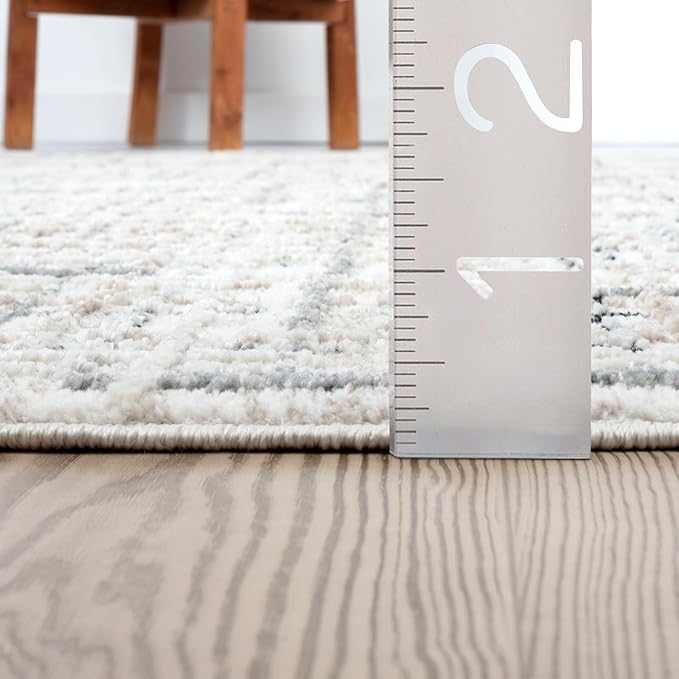 Abani Grey Area Rug for Living Room, Bedroom - Crosshatch Pattern- 8' x 10' -Durable & Easy to Clean