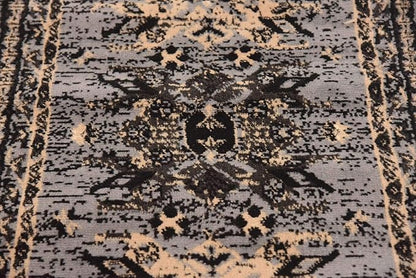 Unique Loom Taftan Collection Border Geometric Tribal Inspired Design Area Rug (2' 2 x 8' 2 Runner, Gray/ Black)