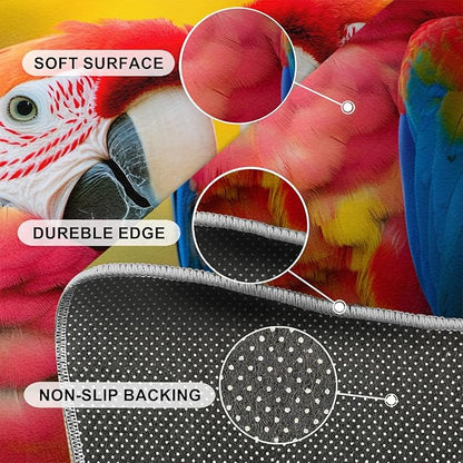 Parrot Rugs for Bedroom - 5x8 Area Rug - Cute Parrot Rugs for Living Room, Colorful 3D Animal Rug, Non-Slip Washable Home Decor Carpet