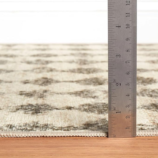 Dash & Albert Izzy Grey Machine Washable Rug, 6 X 9 Feet, Grey Graphic Pattern