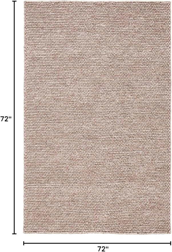 SAFAVIEH Natura Collection Area Rug - 6' Round, Brown, Handmade Wool Blend, Textured Design, Ideal for Living Room, Bedroom, Dining Space (NAT620T)