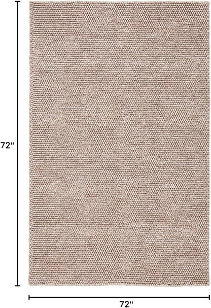 SAFAVIEH Natura Collection Area Rug - 6' Round, Brown, Handmade Wool Blend, Textured Design, Ideal for Living Room, Bedroom, Dining Space (NAT620T)