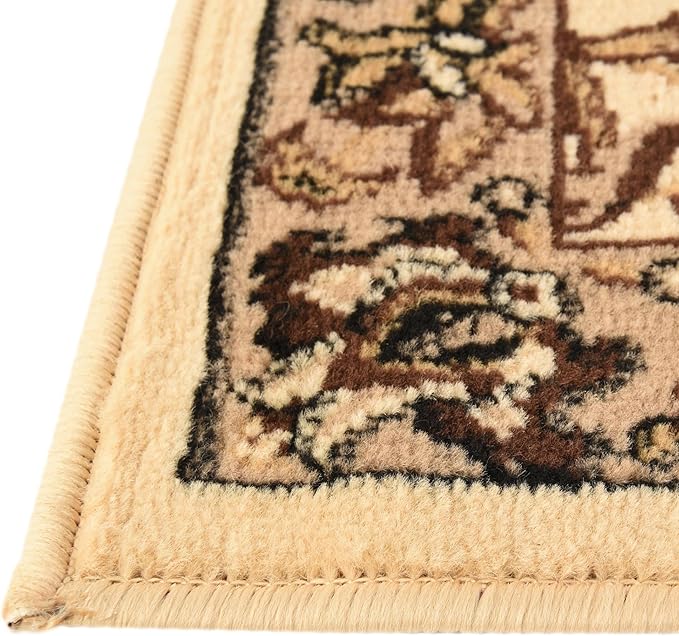 Rugs.com Yasmin Collection Rug – 10 Ft Runner Ivory Medium Rug Perfect for Hallways, Entryways