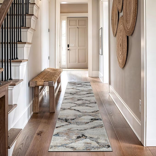 Rugshop Contemporary Gray Striated Area Rug Durable, Kid & Pet Friendly 2' 3" x 12' Runner Ideal for Hallway, Kitchen, Entryway, or Behind The Sofa
