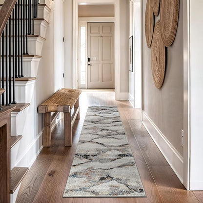 Rugshop Contemporary Gray Striated Area Rug Durable, Kid & Pet Friendly 2' 3" x 8' Runner Ideal for Hallway, Kitchen, Entryway, or Behind The Sofa