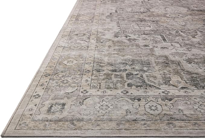 Loloi Amber Lewis Josie Collection JOS-03 Silver/Natural 2'-0" x 5'-0", .13" Pile Height, Low Profile, Machine Washable, Accent Rug