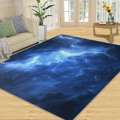 2x4 Dark Clouds Lightning Runner Rug for Hallway - Storm Kitchen Mat, Natural Weather Kitchen Runner Rug Soft Non Slip Anti Fatigue for Laundry Room Indoor Hallways