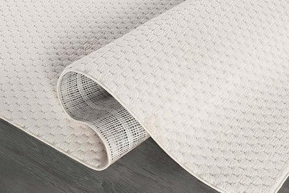 CAMILSON Modern Rug 8x10 Luxury Pebble Pattern Micro Loop Area Rugs Soft High-Low Pile Stain Resistant Easy to Clean Non-Shedding Durable Living Room OfficeIndoor Carpet (White)