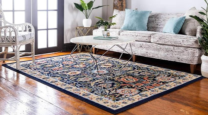 Unique Loom Espahan Collection Area Rug - Cape Cod (9'x 12' Rectangle, Navy Blue/ Black)