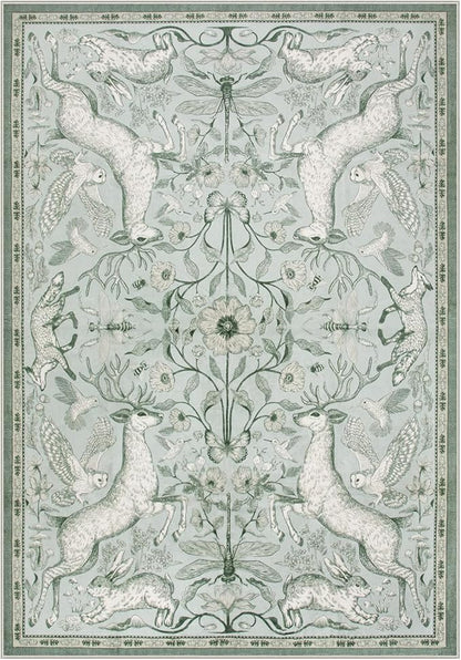 Lahome Boho Animal 6x9 Washable Living Room Area Rugs, Green Soft Rugs for Bedroom, Botanical Large Boho Non Slip Dining Room Carpet for Under Table Office Kids Playroom (6x9ft,Light Green)
