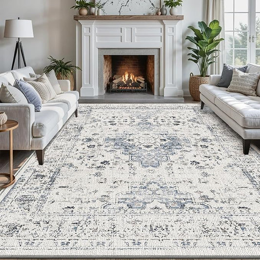 LUMI 5x8 Washable Area Rug for Living Room, Ultra Soft Traditional Rugs Non Slip with Rubber Backing, Low Profile, High Traffic, Stain Resistant Carpets, Ideal for Bedroom, Dining Room, Indoor