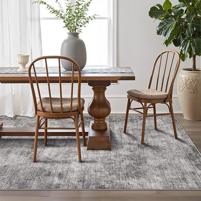 LUMI 5x8 Washable Area Rug for Living Room, Ultra Soft Modern Neutral Grey Rugs Non Slip with Rubber Backing, Low Profile, High Traffic, Stain Resistant Carpets, Ideal for Bedroom, Dining Room