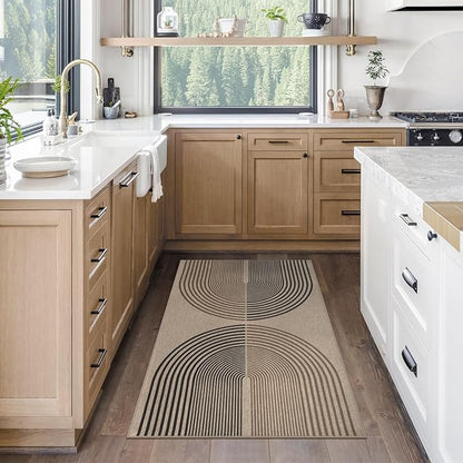 Easy Jute Rainbow Entryway Rug, 2.6x4 Washable Non-Slip Indoor Outdoor Doormat, Neutral Boho Farmhouse Kitchen Rug Modern Abstract Throw Rugs for Entrance Bedroom Bathroom