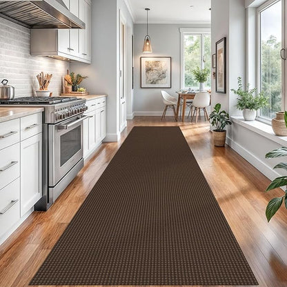 Braided Runner Rug 3x16 Ft Washable Runners for Hallways Non Slip Rubber Backed Kitchen Runners Cotton Long Entryway Runner Indoor, Woven Carpet for Hall Stair Entryway, Brown