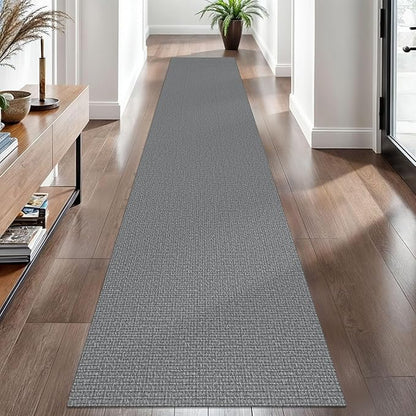EARTHALL Washable Runner Rug 2x10 Ft Non Slip Runners for Hallways Long Cotton Rubber Backed Kitchen Runner Braided Indoor Floor Carpet Runners for Entryway, Hallway, Kitchen, Charcoal Gray