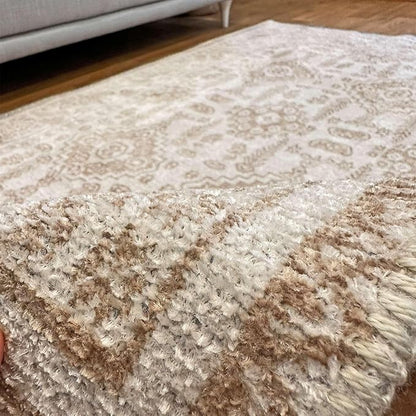 Alfa Rich 5x8 Beige Off White Washable Area Rugs for Living Room Bedroom Kitchen Dining Cotton Rug
