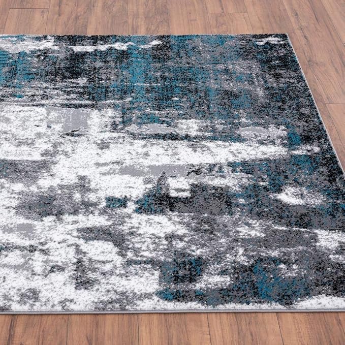 LUXE WEAVERS Modern Abstract Art Turquoise 5x7 Area Rug