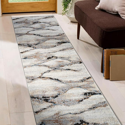 Rugshop Contemporary Gray Striated Area Rug Durable, Kid & Pet Friendly 2' 3" x 6' Runner Ideal for Hallway, Kitchen, Entryway, or Behind The Sofa
