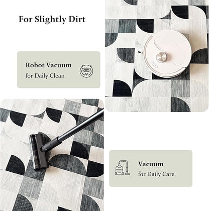 Modern Abstract Rug 5x7 Machine Washable, Boho Area Rugs for Living Room Bedroom Low-Pile, Large Throw Floor Carpet Non Slip Ultra-Thin Soft Indoor Gray