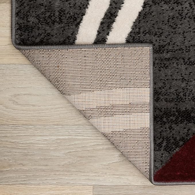 Rugshop Modern Wavy Circles Design Non-Shedding Accent Rug, Carpet for Entryway or Bathroom, Red, 2' x 3'