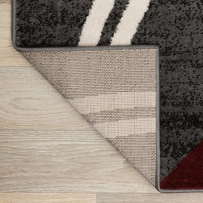 Rugshop Modern Wavy Circles Design Non-Shedding Runner Rug, Carpet for Hallway or Bathroom, Red, 2'7" x 6'