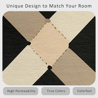 Washable 5x5 Modern Geometric Rug Living Room, Abstract Diamond Design Area Rugs for Bedroom, Modern Geometric Home Decor Carpet, Low Pile, Non Slip, Kids & Pet Friendly (N4153)