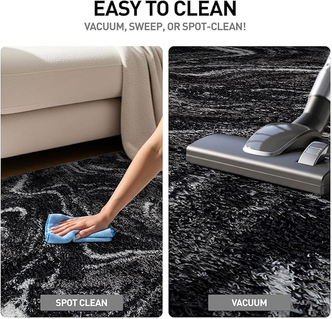 Rugshop Abstract Marble Shag Runner Rug Anthracite Dark Gray 2' 3" x 12' Great for Long Hallways, Open Entryways, or Galley Kitchens