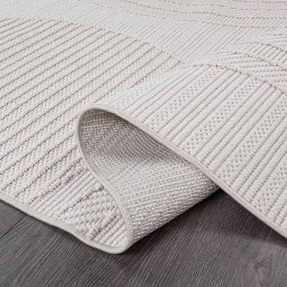 CAMILSON Micro Loop Rug 4x6 Modern Luxury Geometric Arch Area Rugs Soft High and Low Pile Stain Resistant Easy-Cleaning Non-Shedding for Living Room Office Indoor Carpet (4 x 6 / White)