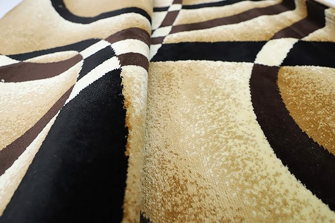 GLORY RUGS Modern Area Rug 5x7 Beige Swirls Carpet Bedroom Living Room Contemporary Dining Accent Sevilla Collection 4816A (Brown)