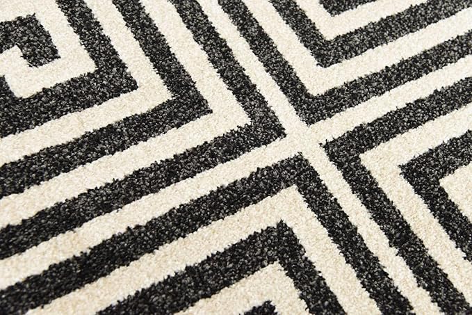 Unique Loom Athens Collection Classic Geometric Modern Border Design Area Rug (2' 0 x 6' 0 Runner, Black/ Beige)