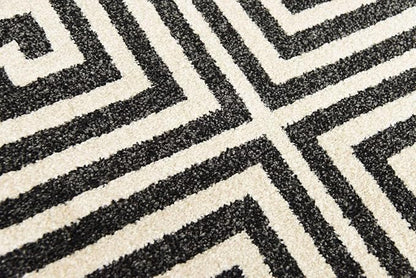 Unique Loom Athens Collection Classic Geometric Modern Border Design Area Rug (2' 0 x 6' 0 Runner, Black/ Beige)