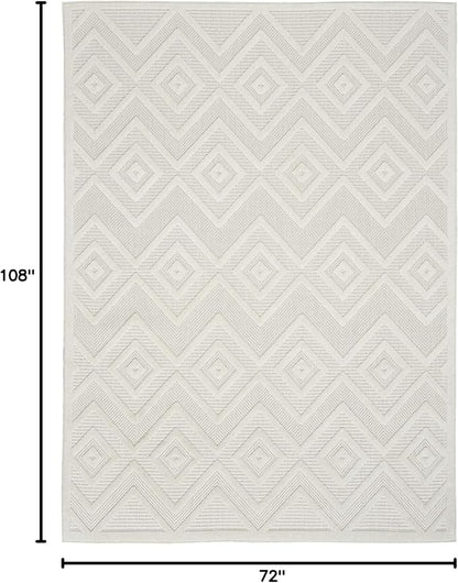 Nourison Home Versatile Ivory White 6' x 9' Area Rug - Easy Clean, Non Shedding, Bed Room, Living Room, Dining Room, Kitchen (6' x 9')