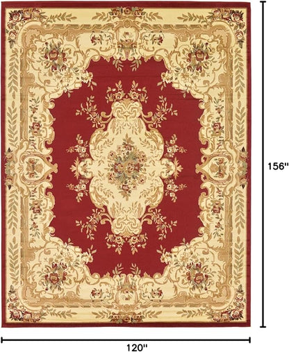 Rugs.com Chateau Collection Rug – 10' x 13' Red Medium Rug Perfect for Living Rooms, Large Dining Rooms, Open Floorplans
