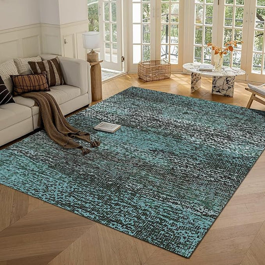 RUGSURE Washable Area Rug - 1/6 Thick - Stain & Water Resistant Non-Slip - Resistant Rug for Living Room, Bedroom, Nursery, Pet & Child Friendly, Vintage Charm Area Rugs (Green, 5' x 7')